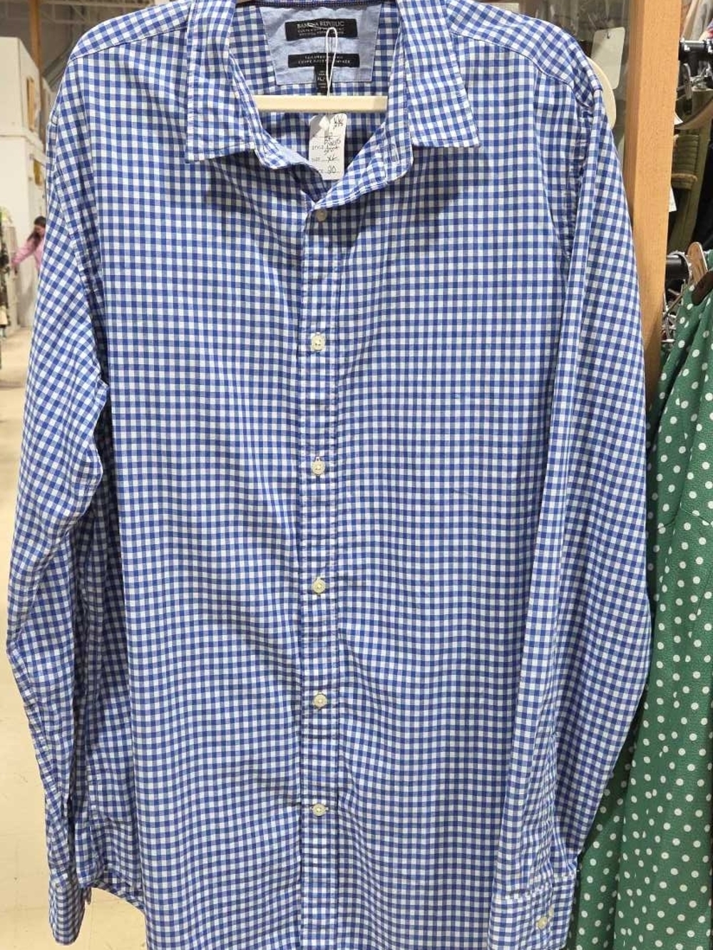 Banana Republic Blue Gingham Button-Down Shirt